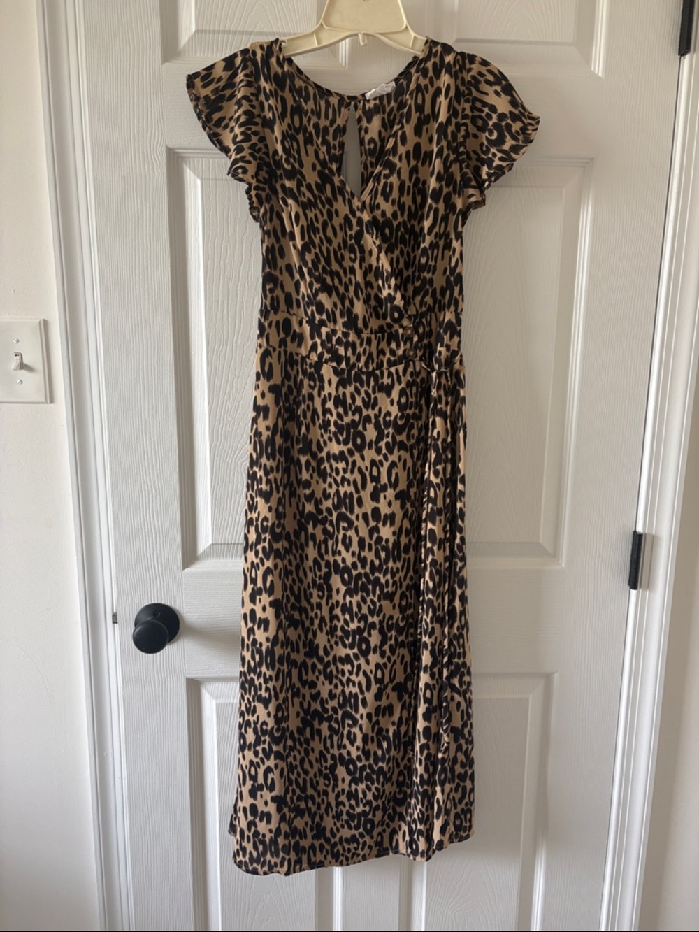 Sienna Sky Leopard Print Midi Dress in Tan and Black